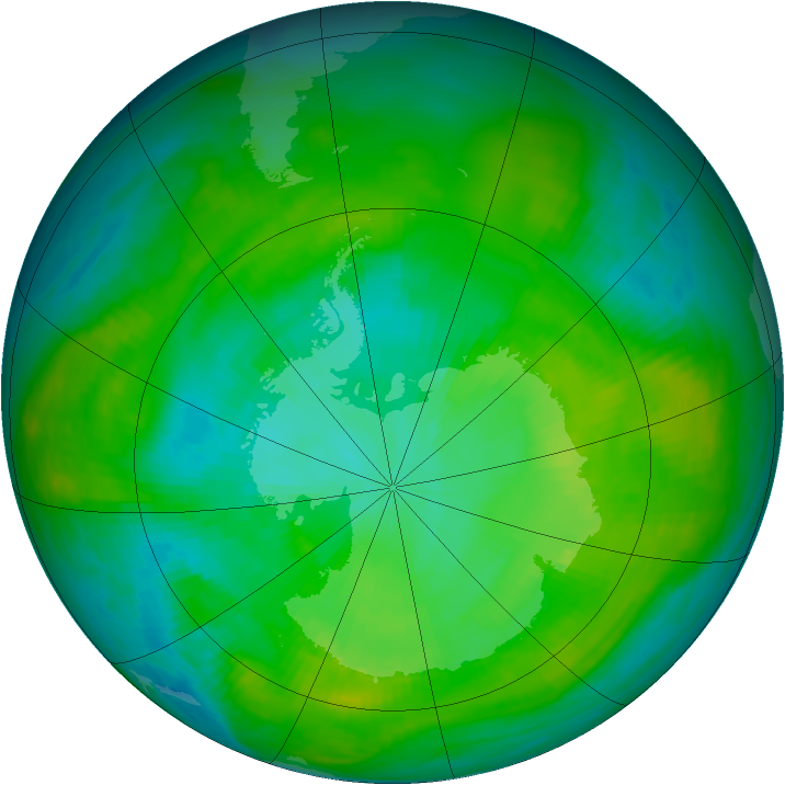Antarctic ozone map for 03 February 1980